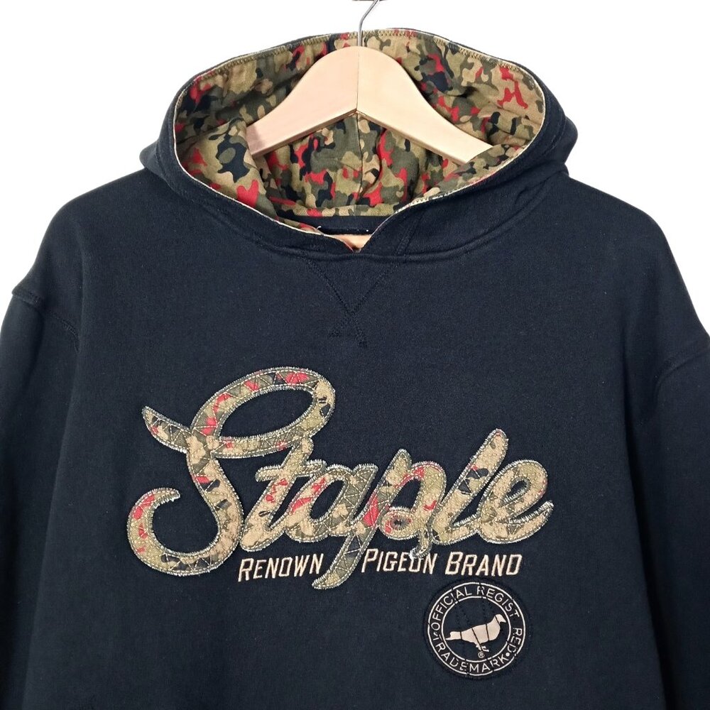 Staple Pigeon Mens Hoodie Sweatshirt Black Cotton Blend Embroidered Size Large - Picture 3 of 12